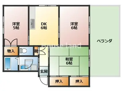 ＪＲ和歌山線 岩出駅 徒歩36分 2階建 築26年(3DK/1階)の間取り写真