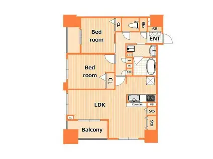 レジデンス横濱リバーサイド(2LDK/13階)の間取り写真