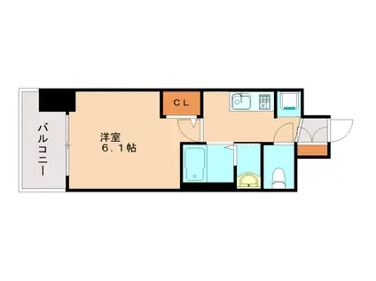 エステムコート三宮イーストIVザ・フロント(1K/6階)の間取り写真