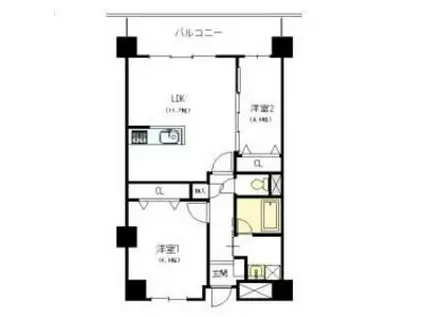 ブライロード西宮(2LDK/2階)の間取り写真