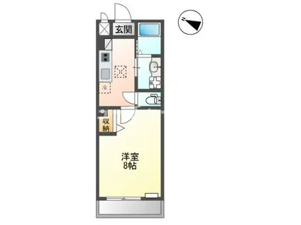 ワスリー(1K/1階)の間取り写真