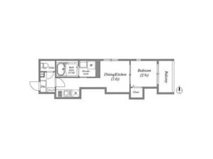 シノケンハーモニー 加美北II(1DK/3階)の間取り写真