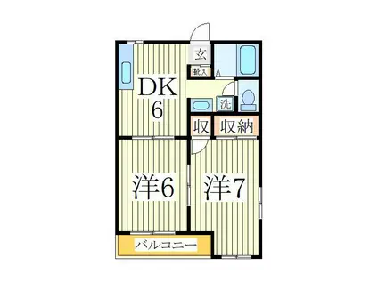 ハイツ野々下(2DK/2階)の間取り写真