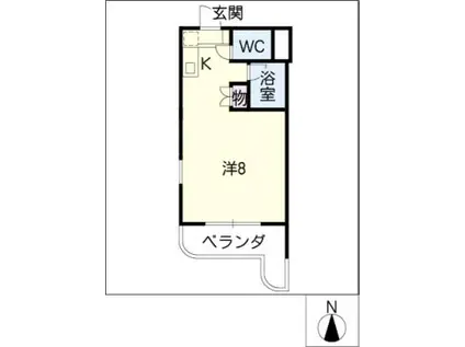 朝岡シティマンション(ワンルーム/1階)の間取り写真