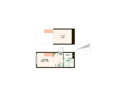 AURORA FUJIMIDAI(ワンルーム/2階)の間取り写真