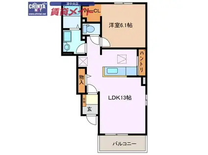 ディアコート A棟(1LDK/1階)の間取り写真