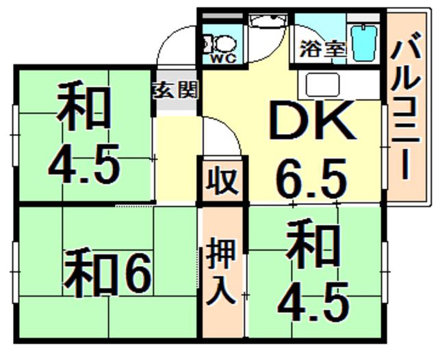 伊丹鴻池(3DK/5階)の間取り写真