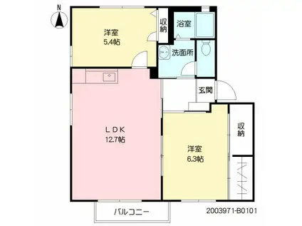 エミネンス明磧 II(2LDK/1階)の間取り写真