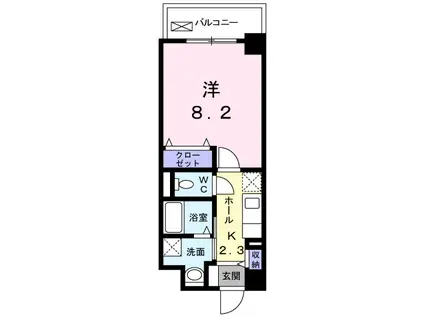 アズミーユ(1K/4階)の間取り写真