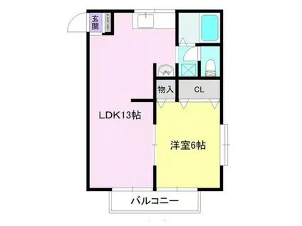 スプルースII(1LDK/2階)の間取り写真