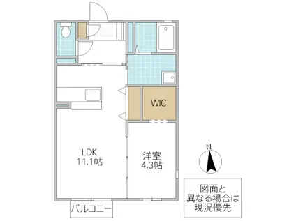 ブランエールE(1LDK/1階)の間取り写真