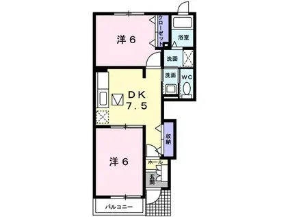 サウス・ハピネス III(2DK/1階)の間取り写真