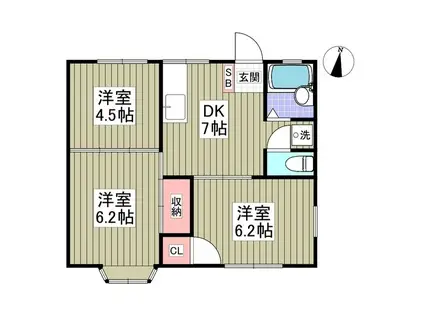 コスモ ハイツ(3DK/1階)の間取り写真