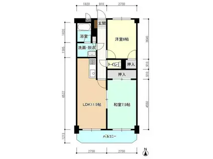 ピュア5高平(2LDK/4階)の間取り写真