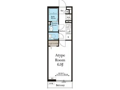 リブリ・シャン.ハイツ 与野本町(1K/2階)の間取り写真