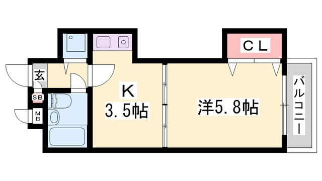 ベルトピア手柄V(1K/5階)の間取り写真