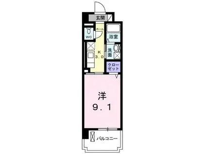 カーサ ソレアード(1K/1階)の間取り写真