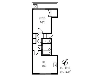 モザートヒルズ(1DK/2階)の間取り写真