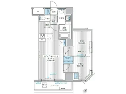 メゾン クロロ(2LDK/7階)の間取り写真