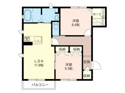 フルールF(2LDK/2階)の間取り写真