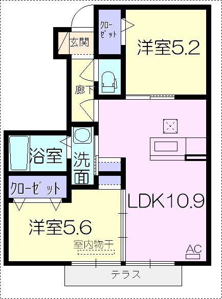 ルミエールホーム壱番館(2LDK/1階)の間取り写真