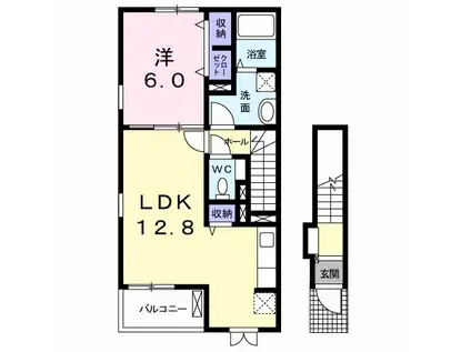 ブリーズ ヒル I(1LDK/2階)の間取り写真