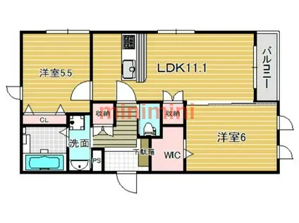 アースフィールド(2LDK/1階)の間取り写真