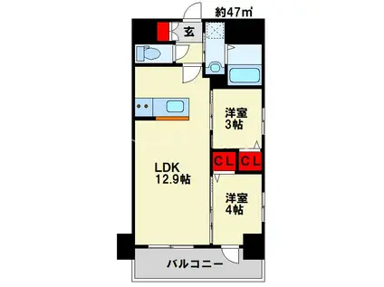 プレジデンスざ京(2LDK/7階)の間取り写真