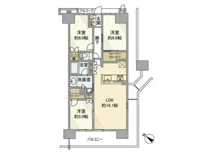 クラッシィハウス京都六地蔵 ゲートタワー(3LDK/17階)の間取り写真