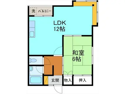 コーポサンロイヤル(1LDK/2階)の間取り写真