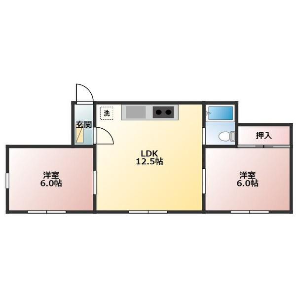 ハイツ金沢(2LDK/3階)の間取り写真
