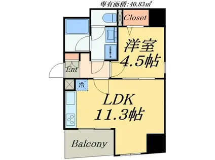 グランドルチェ北上野(1LDK/5階)の間取り写真