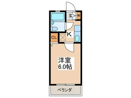 ベルハイム(1K/2階)の間取り写真