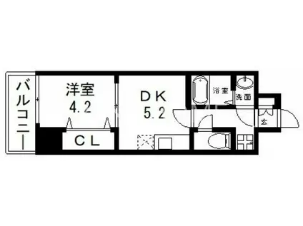 GARDENIA高井田(1DK/6階)の間取り写真
