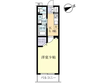 ウイングマリーノ港町(1K/3階)の間取り写真