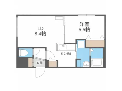 ALPHA中島公園(1LDK/3階)の間取り写真