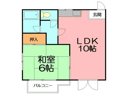 ハイネス(1LDK/2階)の間取り写真