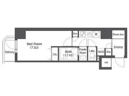 CAVANA新宿夏目坂(1K/9階)の間取り写真