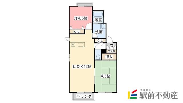 ラ・グランプレーン医大北A(2LDK/2階)の間取り写真