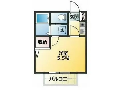 ヴランドール西船(1K/1階)の間取り写真