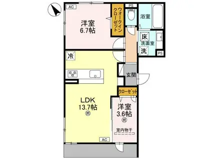 AZU GRACE(2LDK/1階)の間取り写真