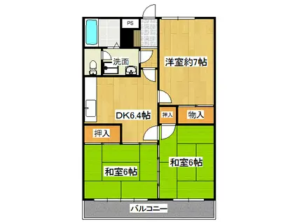 スバルハイツ(3DK/2階)の間取り写真