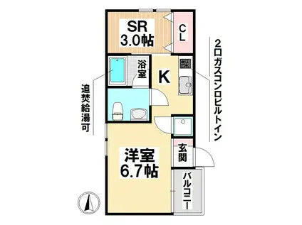 コレクション新瑞橋(1LDK/1階)の間取り写真