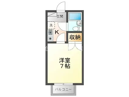 コーポ浅井II(1K/1階)の間取り写真