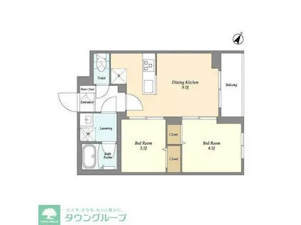 ドゥーエ曳舟II(2DK/2階)の間取り写真