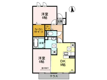 D-ROOMシルクマムB(2DK/1階)の間取り写真