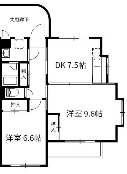 PRIMEUR(2LDK/2階)の間取り写真