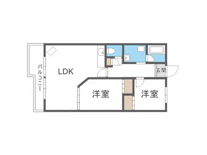 カサ・オクムラ(2LDK/6階)の間取り写真