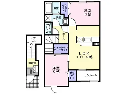 エテルノプラシード(2LDK/2階)の間取り写真