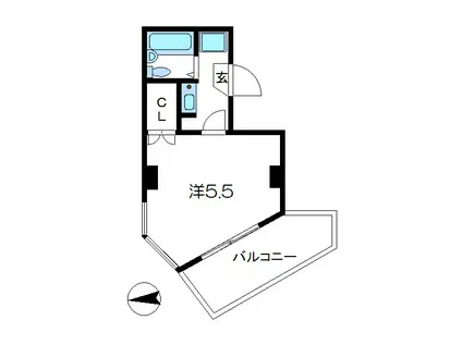 グランヴェール伊東(1K/3階)の間取り写真